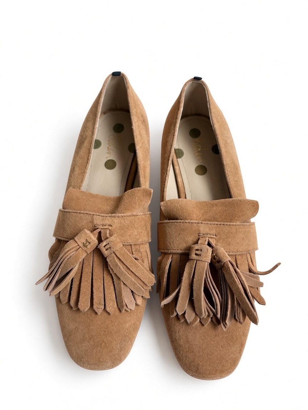 Boden Tan Suede Tassel Fringe Loafers Moccasin Flats Size 38 US 7